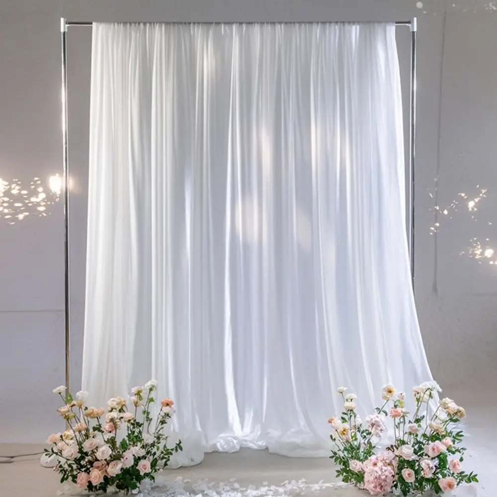 Ice Silk Fabric Wedding Background Pole-mounted Ceiling Satin Fabric Stage Curtain Movable Decor Shimmer Wrinkle Free