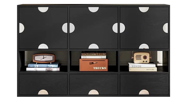 

Solid wood locker living room display storage dining side cabinet designer medieval black