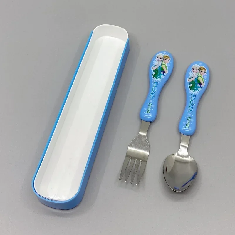 شخصيات كرتونية للأميرة آنا إلسا للأطفال في المدرسة المنزلية والغداء من الفولاذ المقاوم للصدأ وأدوات المائدة والملاعق