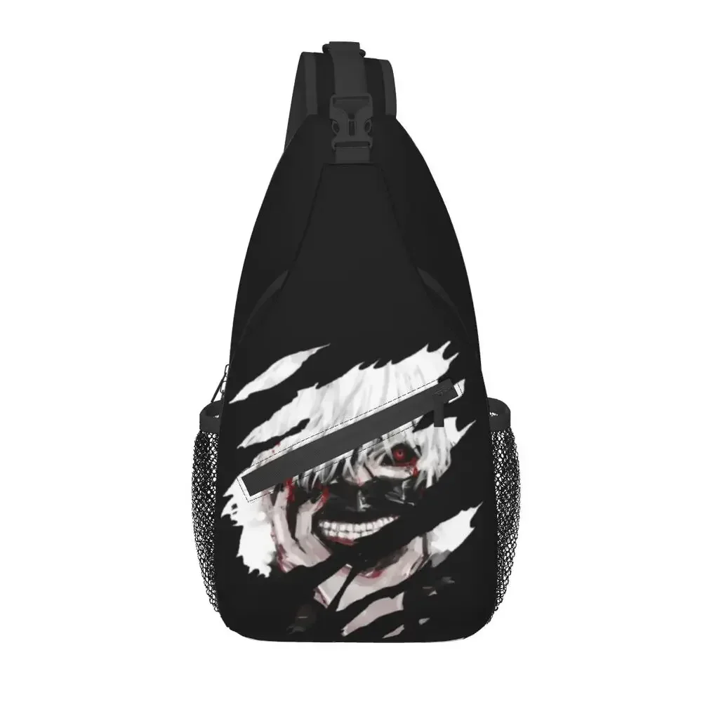 Anime Kaneki Ken Sling Chest Bag Custom Tokyo Ghoul Japan Manga Shoulder Crossbody Backpack for Men Travel Hiking Daypack