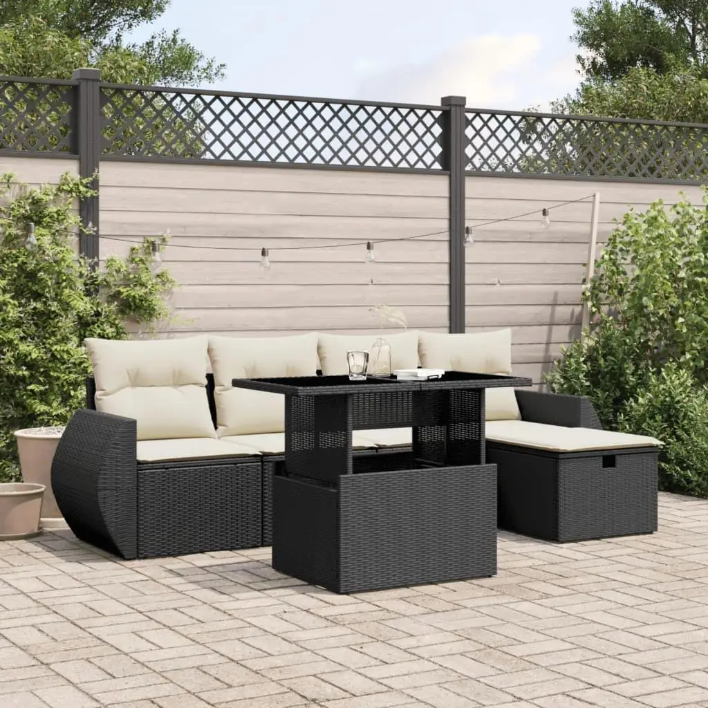 

Elegant Garden Sofa Set in Black and Cream White Modern Outdoor Furniture Comfortable Seating for Patio Balcony or Backyard