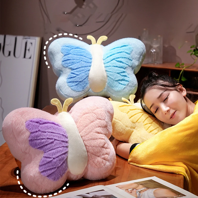 

2in1 Butterfly Pillow Blanket Home Air Conditioning Blanket Office Lunch Rest Sleeping Pillow Plush Animal Cushion with Blanket