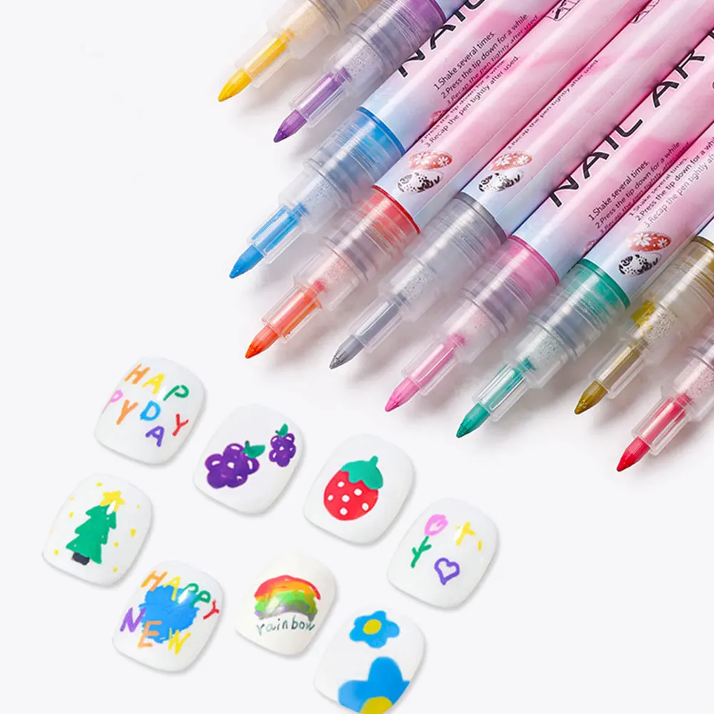 12Pcs Nail Art Pens Acrylic Paint Pens for Nails Lightweight Portable Nail Art Set Perfect for Detailed Patterns and Designs