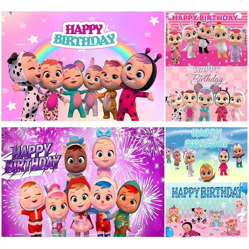 Bannière Joyeux Anniversaire Bébé Pleurant, Décoration de Table à Gâteau et Accessoire Photo pour Fête d'Anniversaire d'Enfants