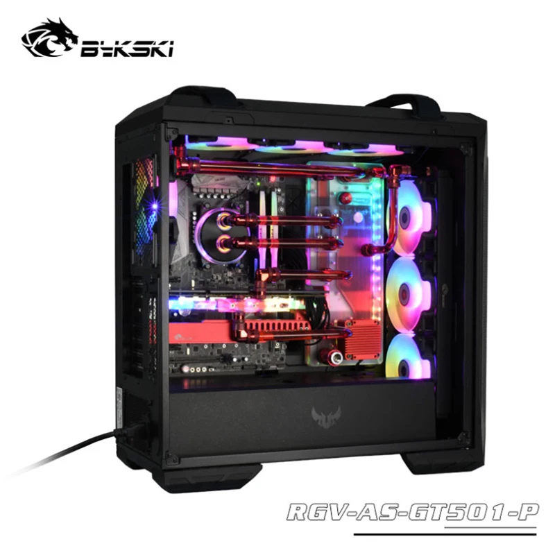 BYKSKI Acrylic Board Water Channel Kit Solution for ASUS TUF GAMING GT501 Computer Case for CPU/GPU Block Support DDC Pump RGB