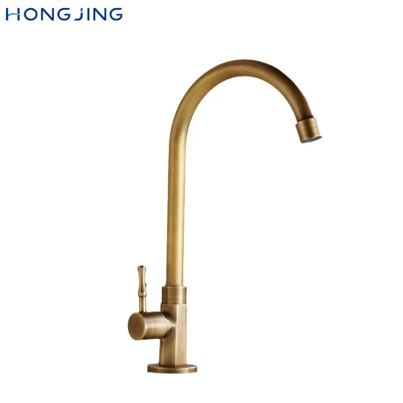 Antique Copper Single Cold Faucet Outdoor Balcony Vertical Rotatable Basin European Wash Basin Outdoor Basin Faucet