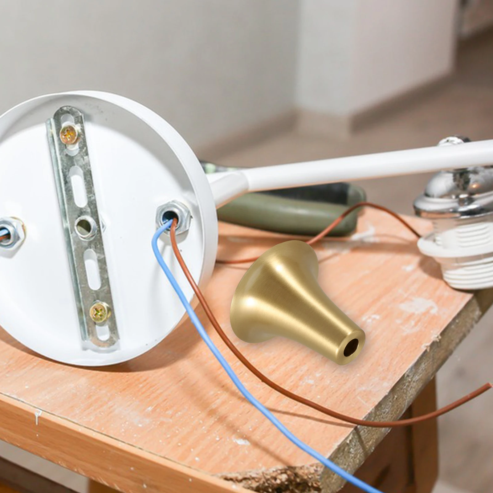 

Brass Lamp Holder E27 Light Sockets Trumpet Shaped Pendant Lights Fitting Bulb Sockets Extension Vintage Cup Diy Ceiling Canopy
