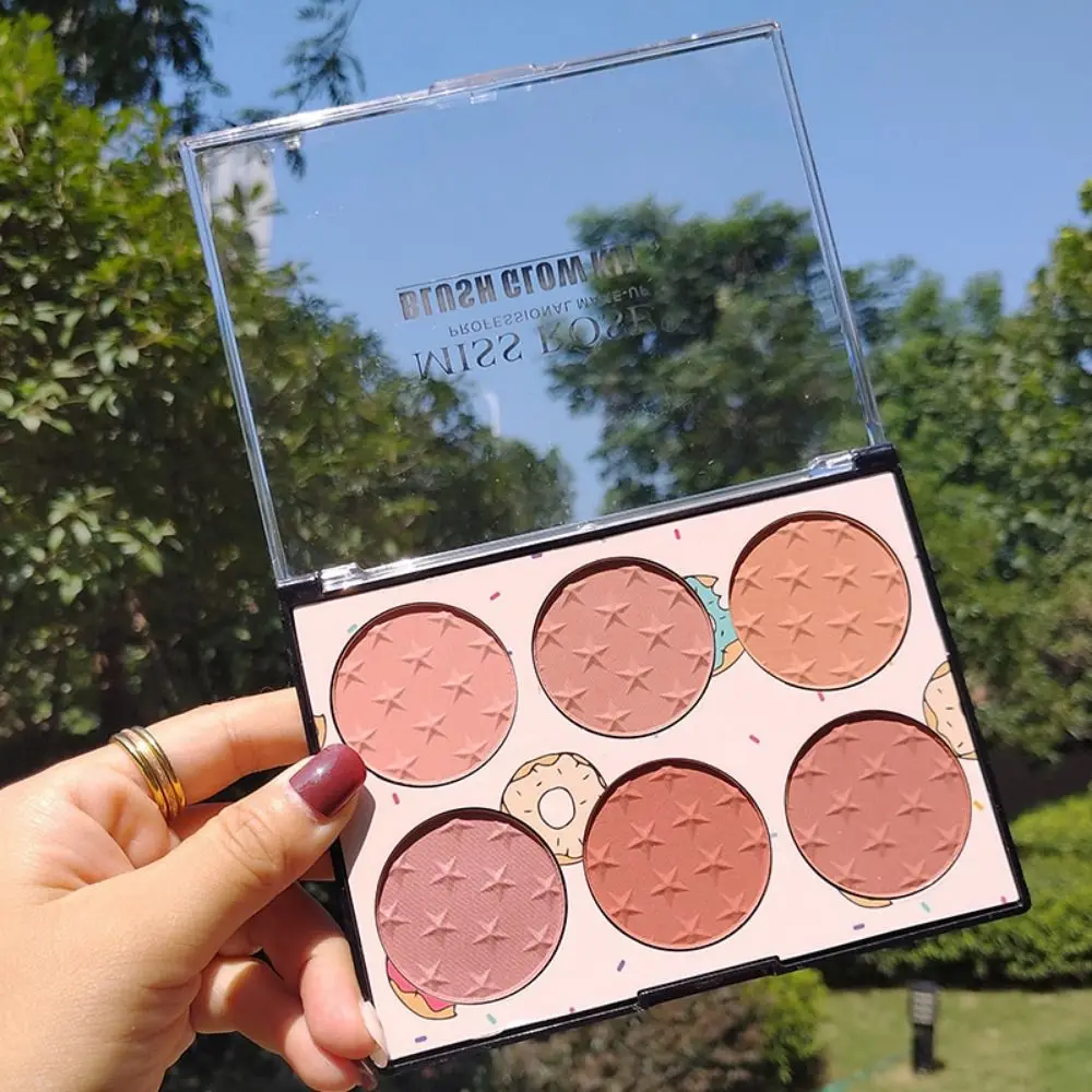 Creative Waterproof Powder Blusher Brightening Effect Long-lasting Matte Blush Blendable 6 Colors Makeup Palette Face Makeup