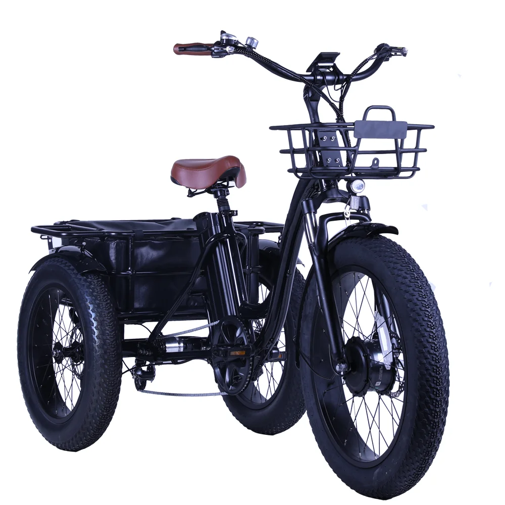 48v 500w Rear motor Fat Tire Tricycle Cargo Ebike Three Wheels