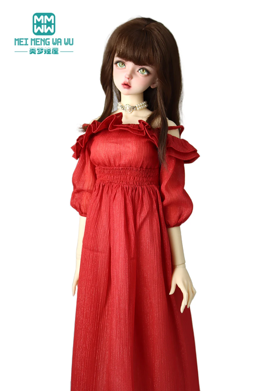 BJD Doll Clothes 1/3 DD SD Doll Fashionable chiffon maxi dress red, pink, black Gifts for Girls