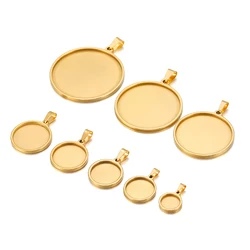 5pcs Stainless Steel Round Blank Base for Pendants Tray 15/20/25/30/35/40mm Cabochon Cameo Bases Setting Jewelry Making Supplies