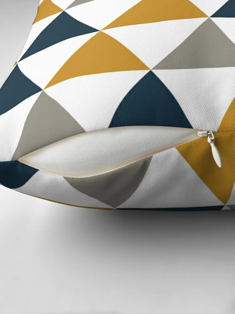 Arrows: Minimalist Geometric Pattern in Dark Mustard, Navy Blue, Grey, and White Throw Pillow luxury covers pillow