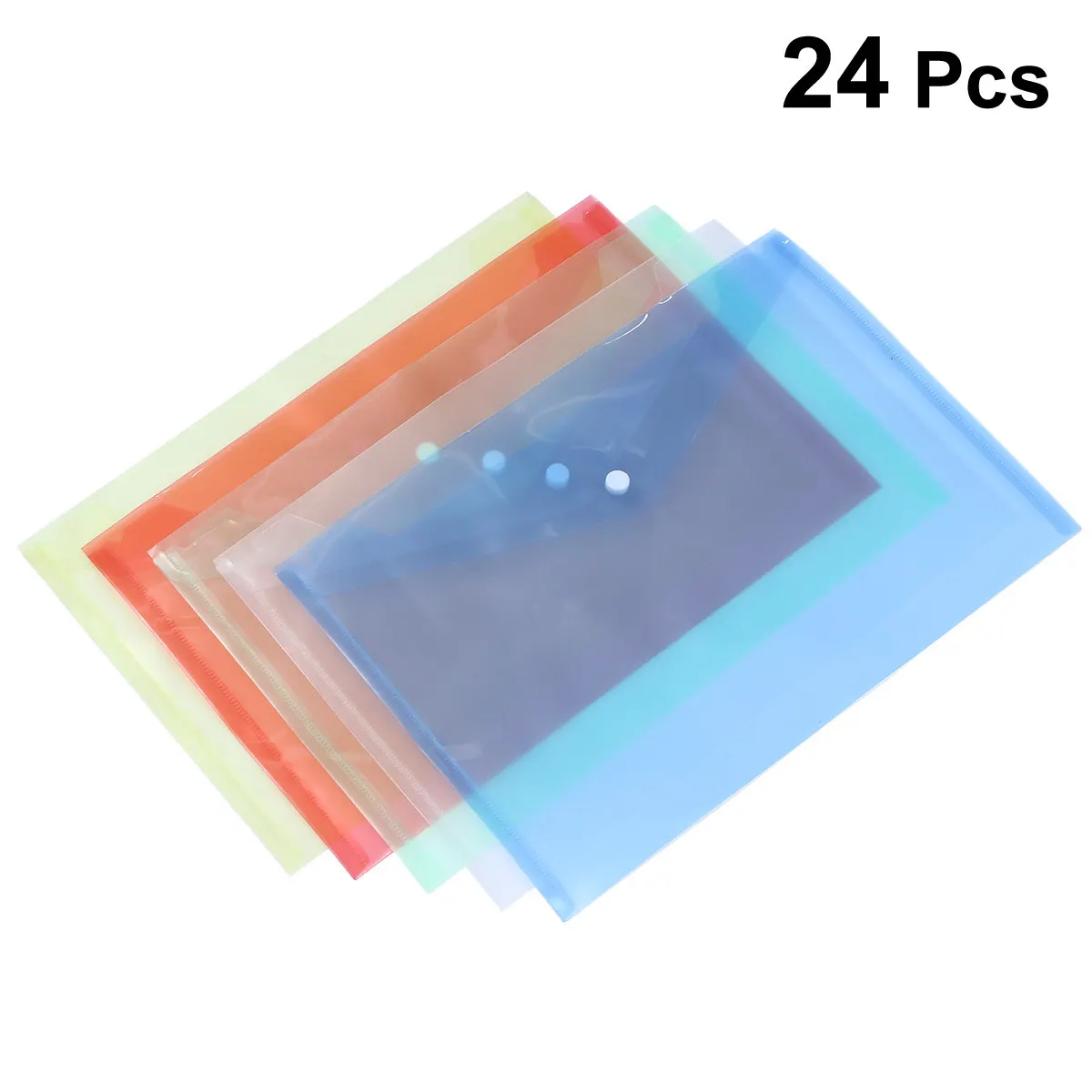 

24Pcs Thicken PP File Pockets Transparent Document Organizer with Zipper for Business Receipts Magazines Notes Pouch