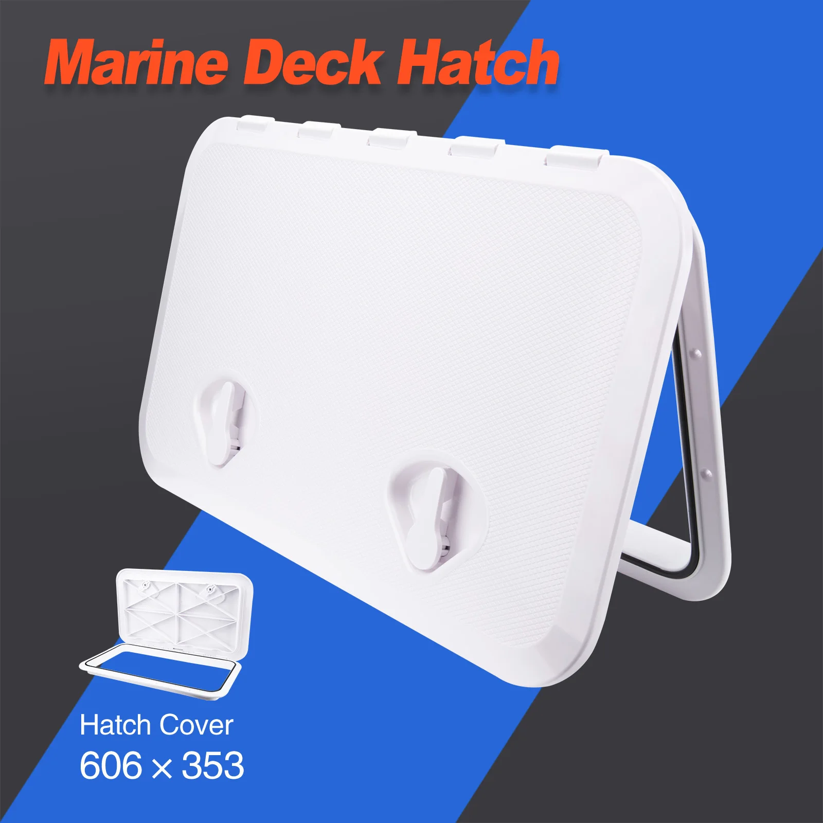 Marine-Deckzugangsluke 24 x 14 Zoll Weißer Rutschfester Deckel 180° °   Öffnungen für Boote, Yachten und Wohnmobile