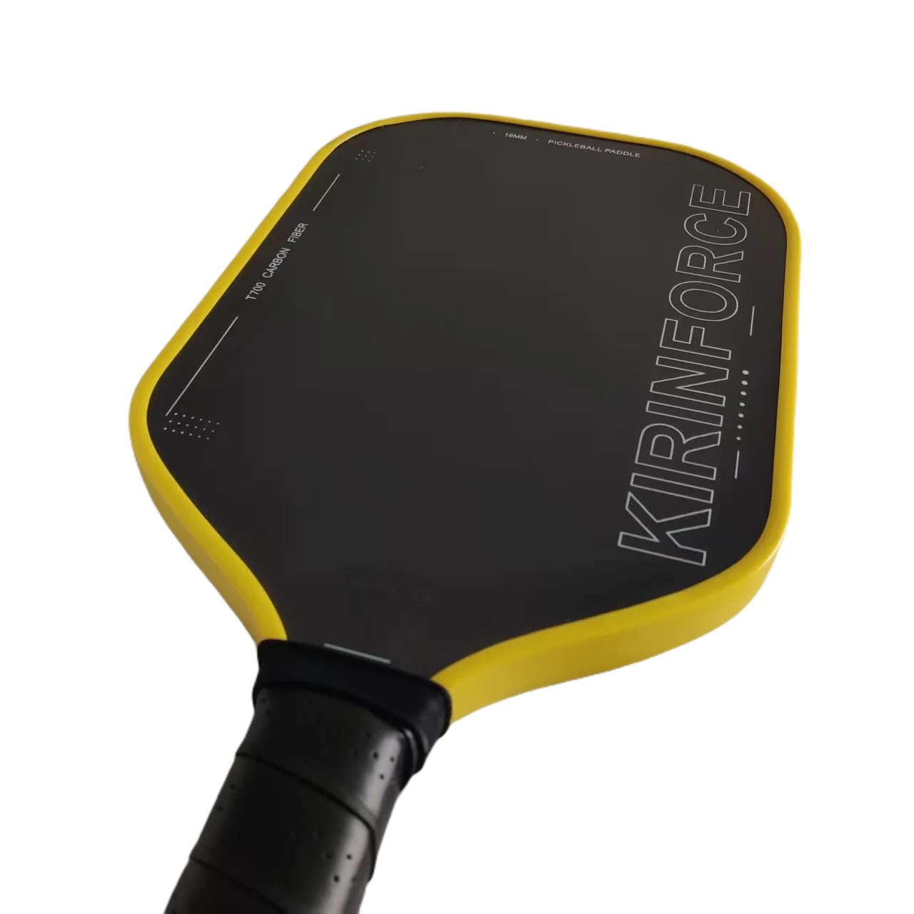 KIRINFORCE Thermoformed Pickleball Paddle T700 Carbon Fiber 16mm Yellow Edge Gritted Surface Precision Performance Sweet Spot