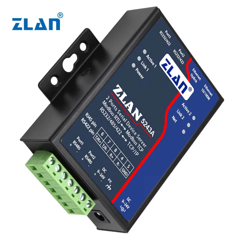 2 ports ethernet converter RS485 to Ethernet TCP IP Modbus Gateway