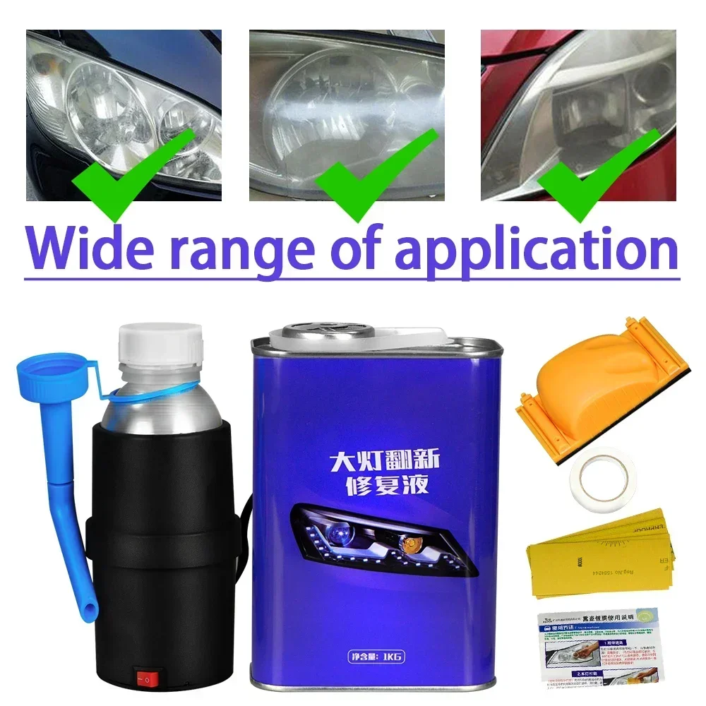 1L Headlight Restoration Kit - Polish, Clean, Anti-Scratch, Hydrophobic for Car & Motorcycle Headlights view 2