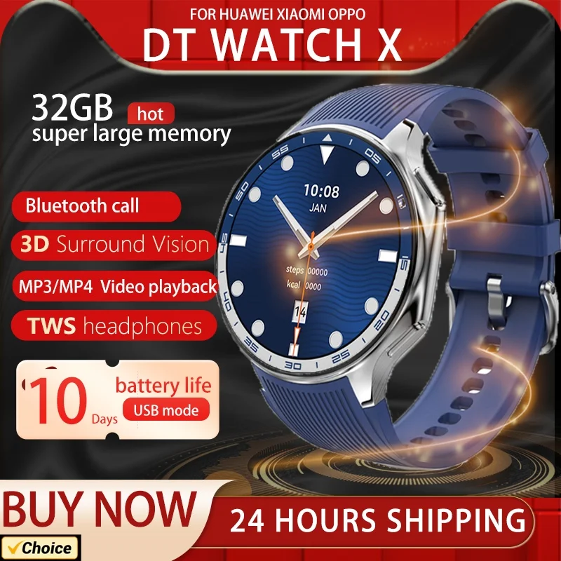 

2025 New Men's Business smartwatch Waterproof Sport Fitness Watch with Large Memory Video Playback for Xiaomi OPPO Watch X 4G