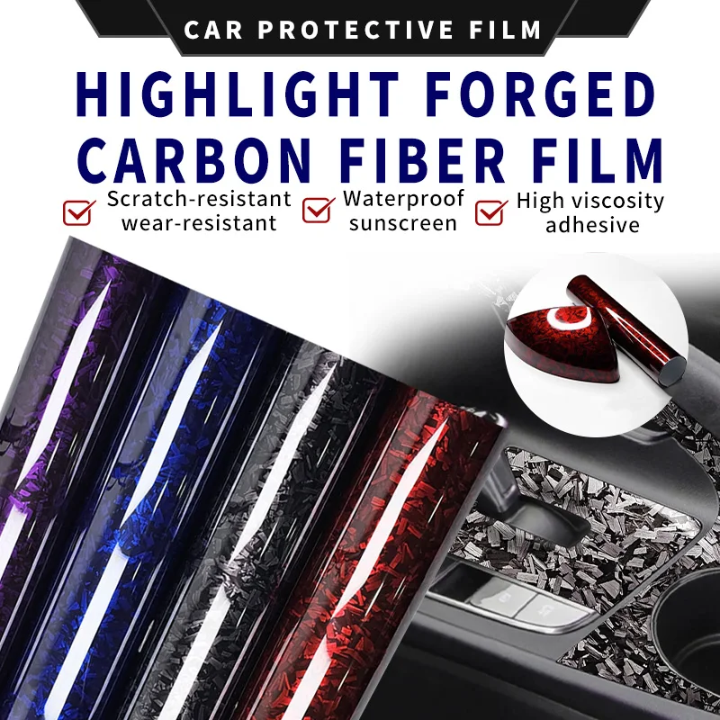 

PET High Gloss Forged Red Black Purple Blue Carbon Fiber Car Sticker Vinyl Paper for Car Motorcycle Adhesive Vinyl Vinyls Wrap