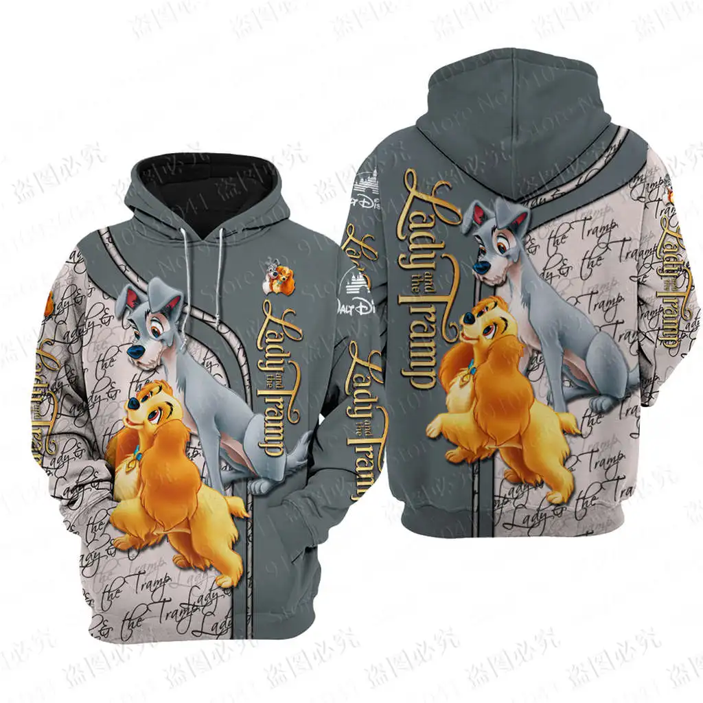 

Lady Tramp Disney classic men women 3D Disney Print High quality Fleece Zipper/ Hoodies parent-child clothing Pullover Tops