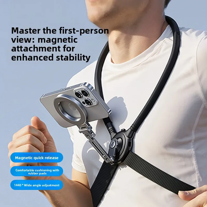 Supporto magnetico per telefono appeso al collo Prospettiva di prima persona Tiro in bicicletta Streaming live Petto fisso anti-vibrazione
