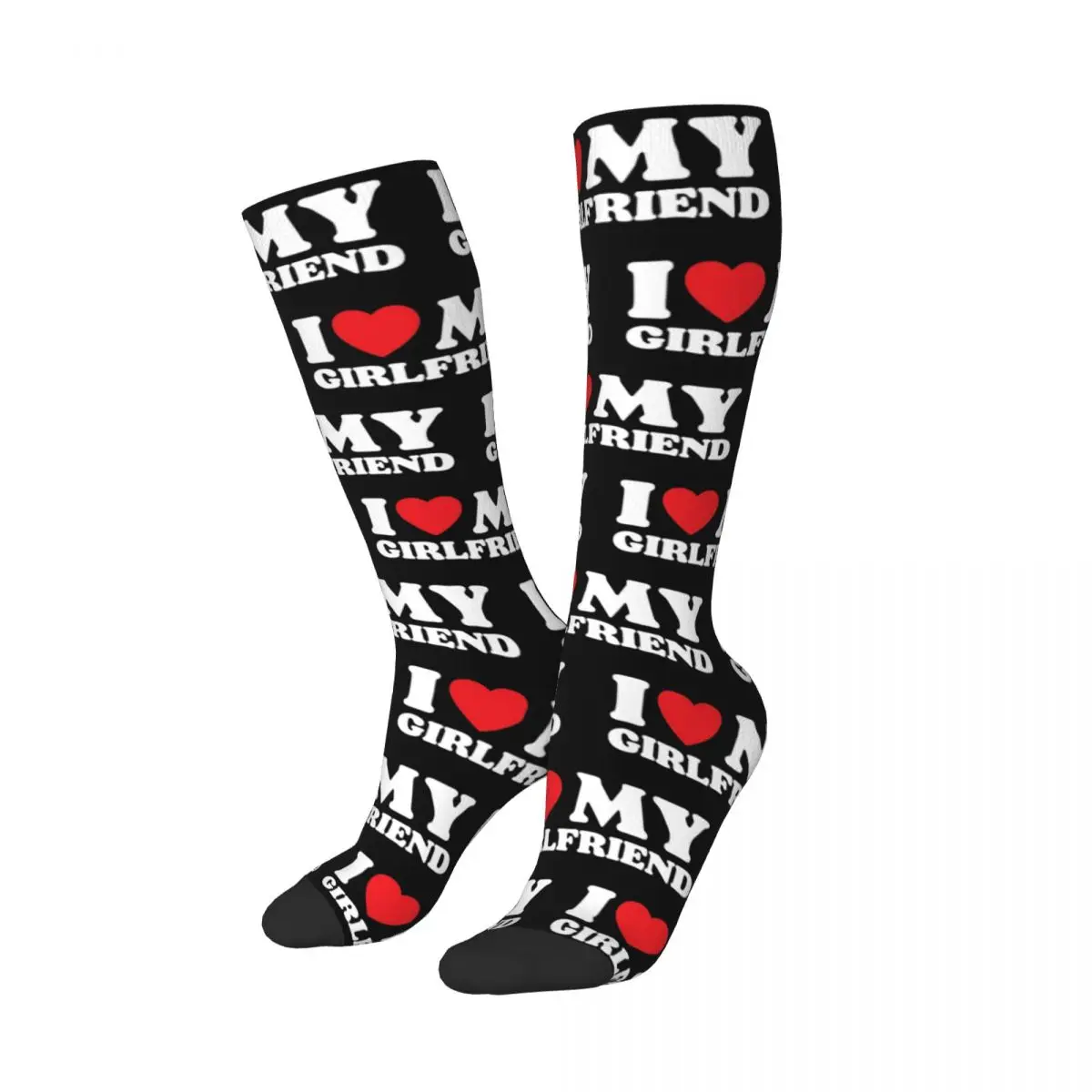 

I Love My Girlfriend Socks Harajuku Sweat Absorbing Stockings All Season Long Socks Accessories for Unisex Gifts