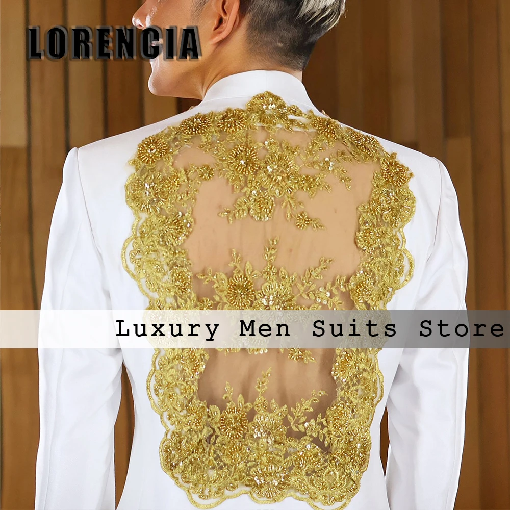 Simple Applique Men Suits 2 Piece Illusion Back Tuxedo Slim Fit Wedding Party Outfits Customized Blazer Pants roupas masculinas