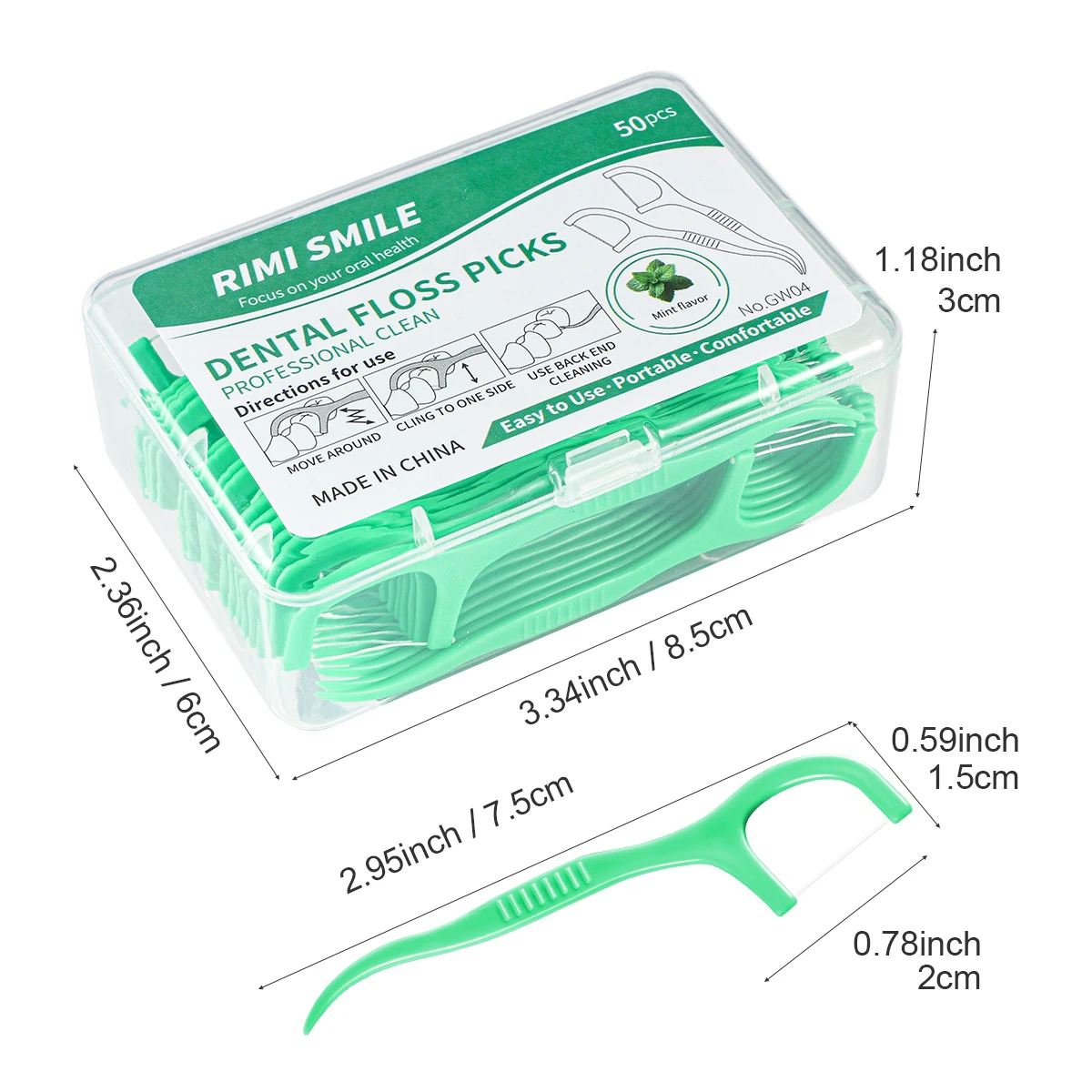 50/150/300/600/1000PSC-RIMI SMI Smooth Floss Stick - Clean interdental spaces with just one stick - Clean interdental floss stic