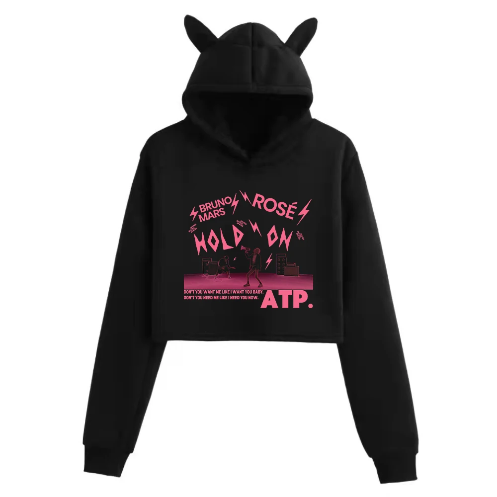 APT. Rose Bruno Mars Cat Ears Long Sleeve Crop Tops Girls Fashion Hoodie