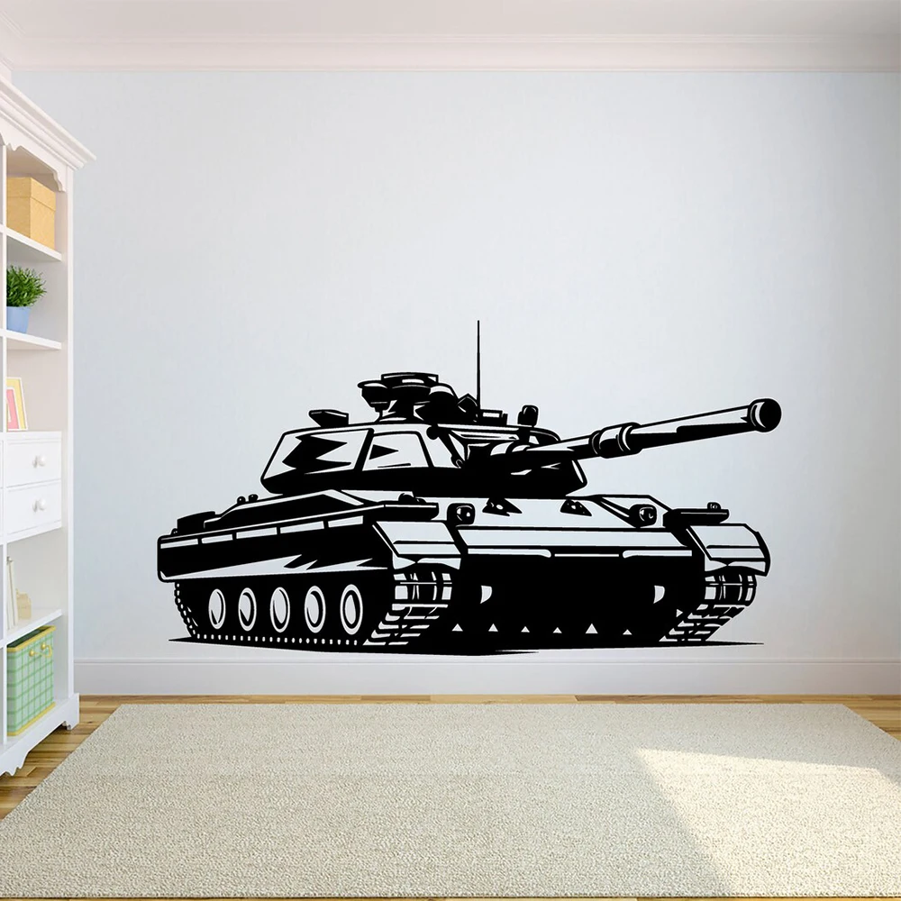 Tank Wall Decal Army Soldier Tank Wall Sticker Nursery Kids Room Decoration decal Vinyl Removable Waterproof Art Decal S185