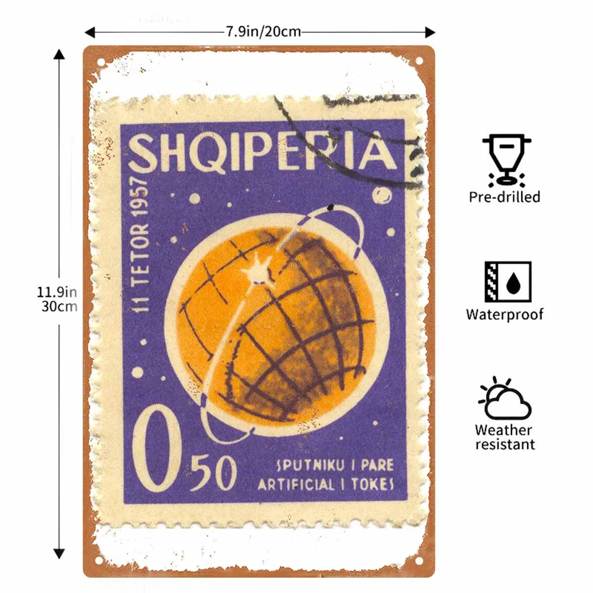 2D FLAT 1pc Vintage Albania 1957 Sputnik First Artificial Earth Satellite Postage Stamp for Collection And Philately