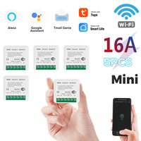 1-5PCS 16A Mini Wifi DIY Light Switches 2-way Control Module Work With Tuya Smart Life Alexa Alice Google Home