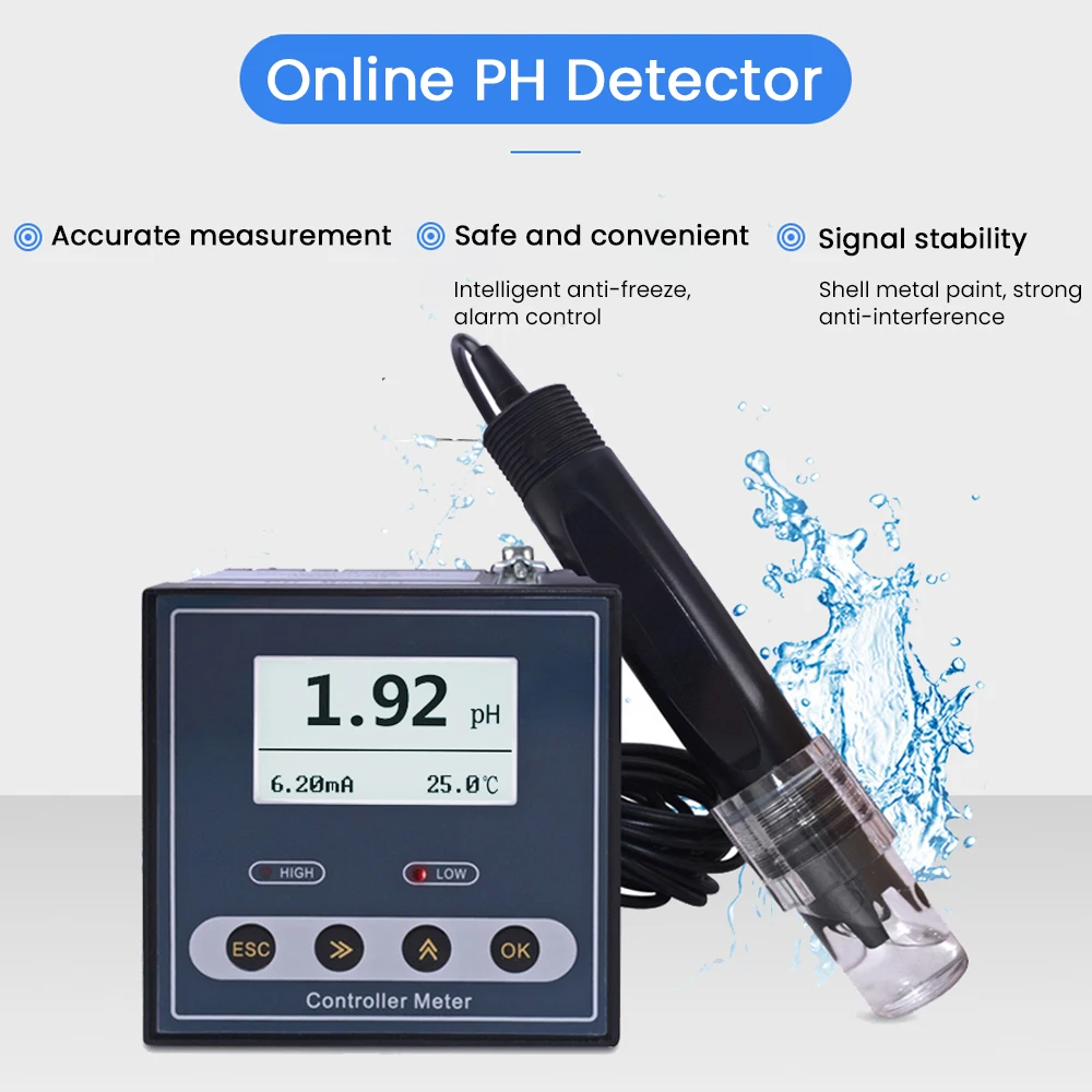 High Precision Industrial pH Meter Controllers Test Instruments pH Sensors Electrodes ORP Acidity Meters pH Probes Transmitters