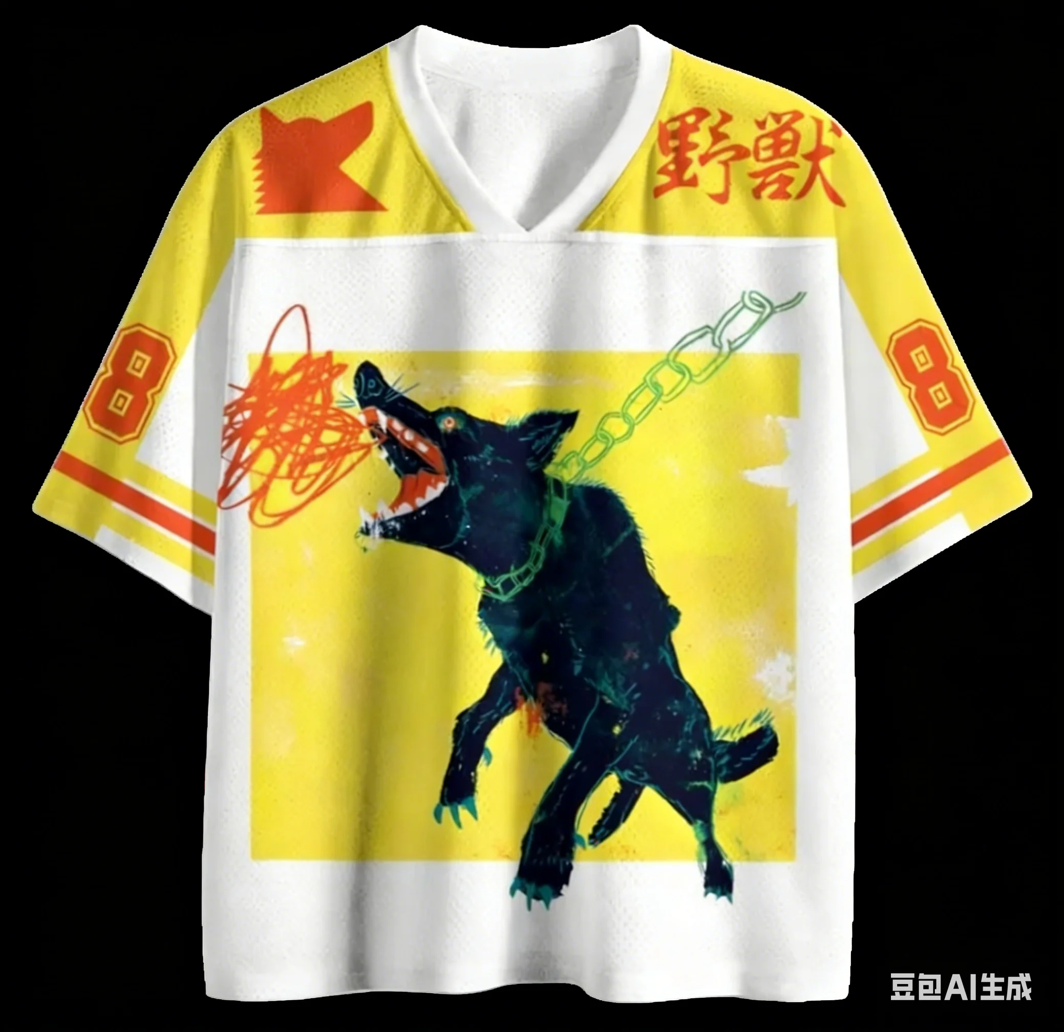 Wild Graffiti No. 88 Digital 3D Print Jersey Street Trend Loose V-Neck T-Shirt Beast Casual Sports Top