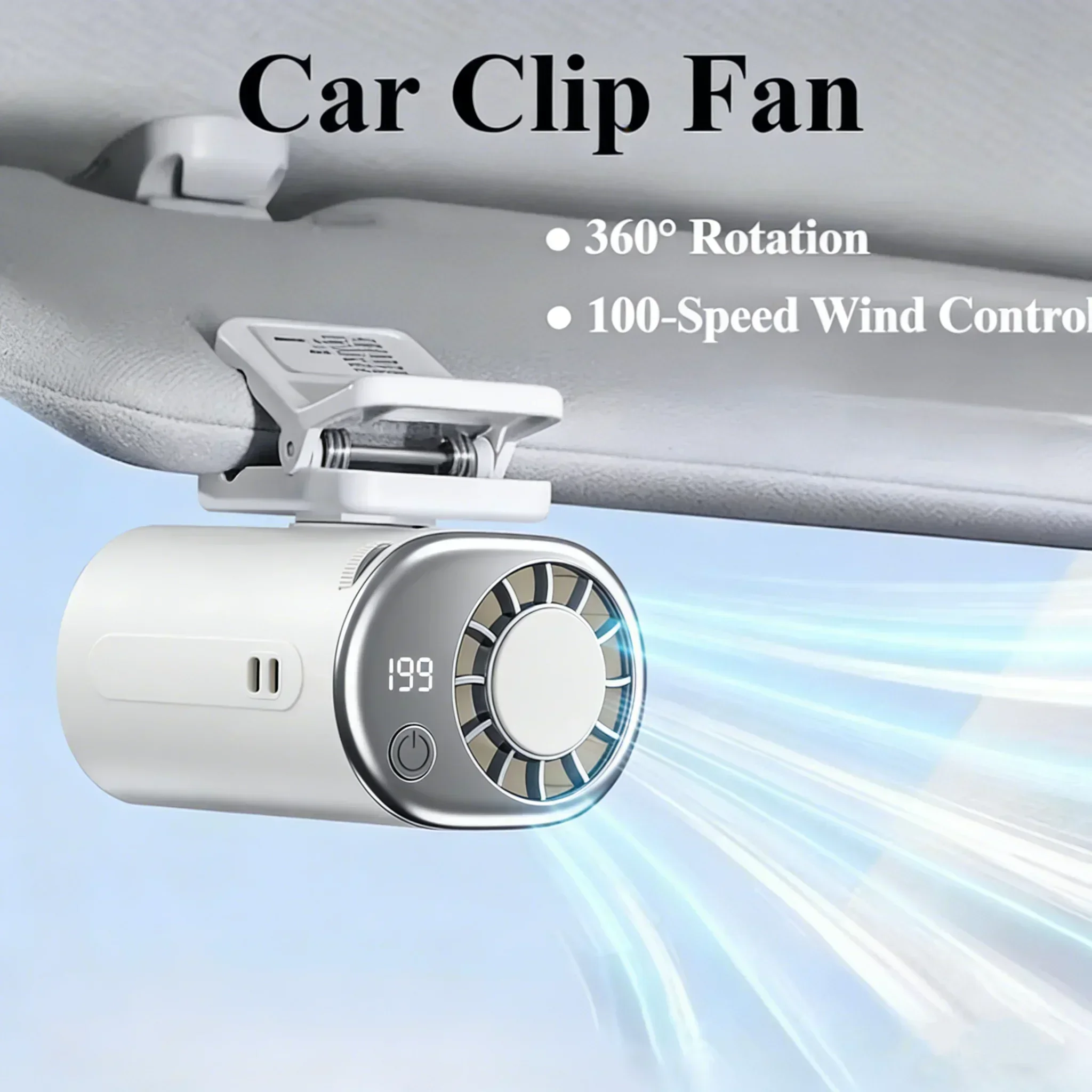 199 speed adjustable fan with LED display, USB rechargeable mini personal cooling fan,