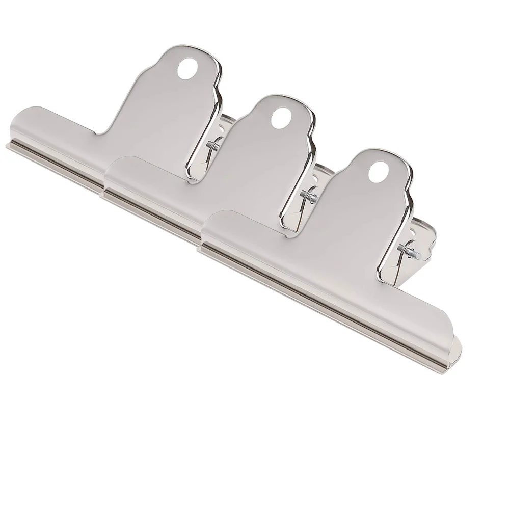 4 Inch Large Bull Paper Clips, 3pcs Silver Metal File Money Binder Clip Clamps for Home Office School Supplies