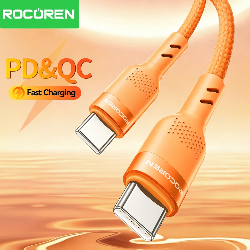 Rocoren USB-Kabel PD60W USB-C auf Typ-C Kabel für Huawei Xiaomi Samsung USB-C Schnellladekabel Ladekabel Typ-C Kabel