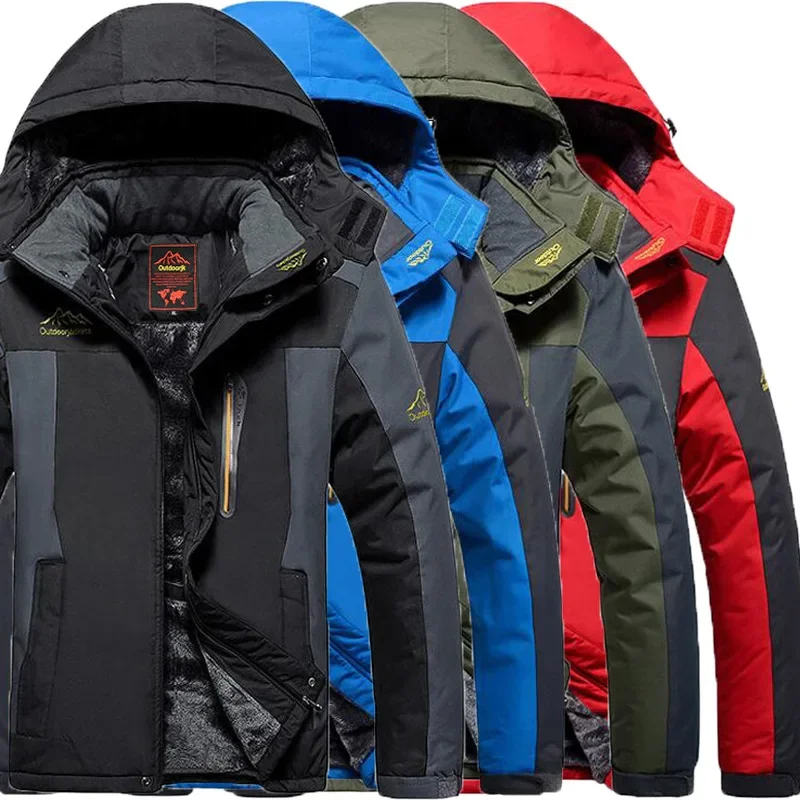 

Winter Men Waterproof Jacket New Outdoor Sport Softshell Jacket Men Large Men's Windproof Plush Warm Mountaineering Clothes 9XL