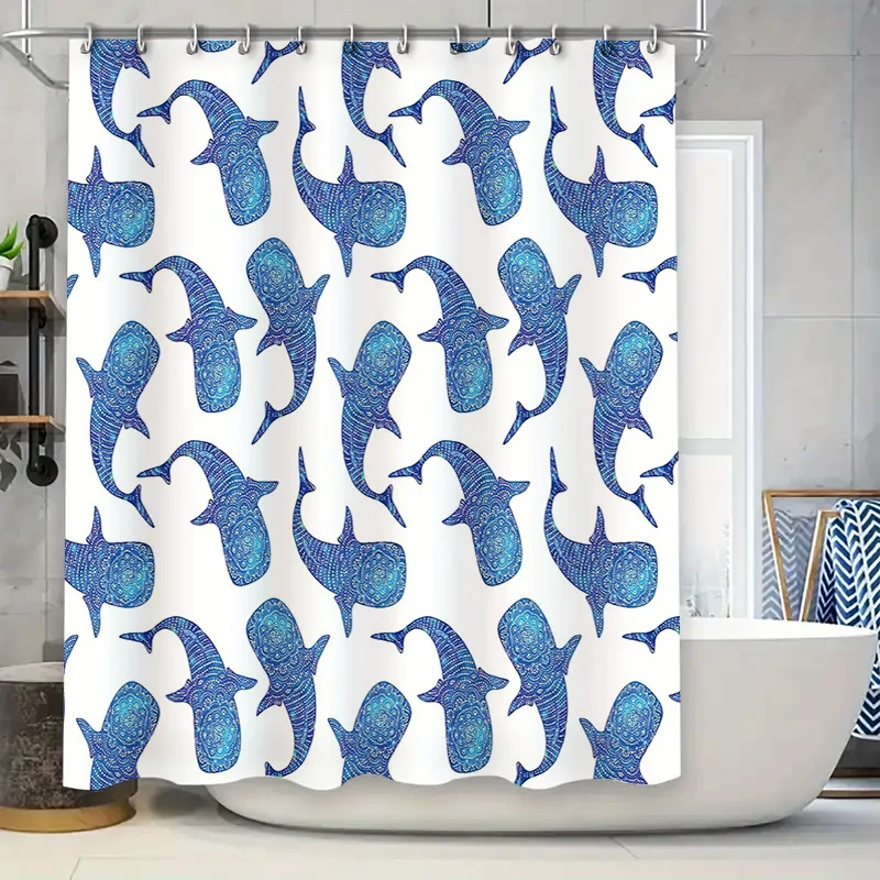 

Ocean Wave Shower Curtain Blue Sea Turtle Pattern Bathroom Decor Waterproof Fabric Backdrop Artistic Coastal Vibes Home Textile