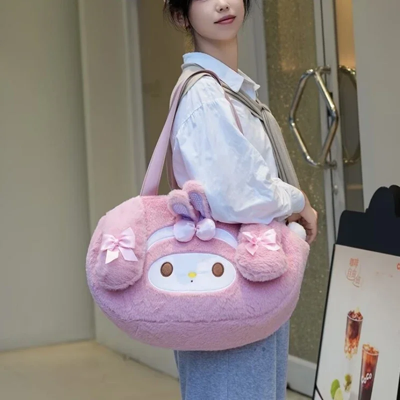 

Cute My Melody Plush Handbag Kawaii My Sweet Piano Tote Bag for Girls Student Fashion Japanese Style Shoulder Bag Large Capacity