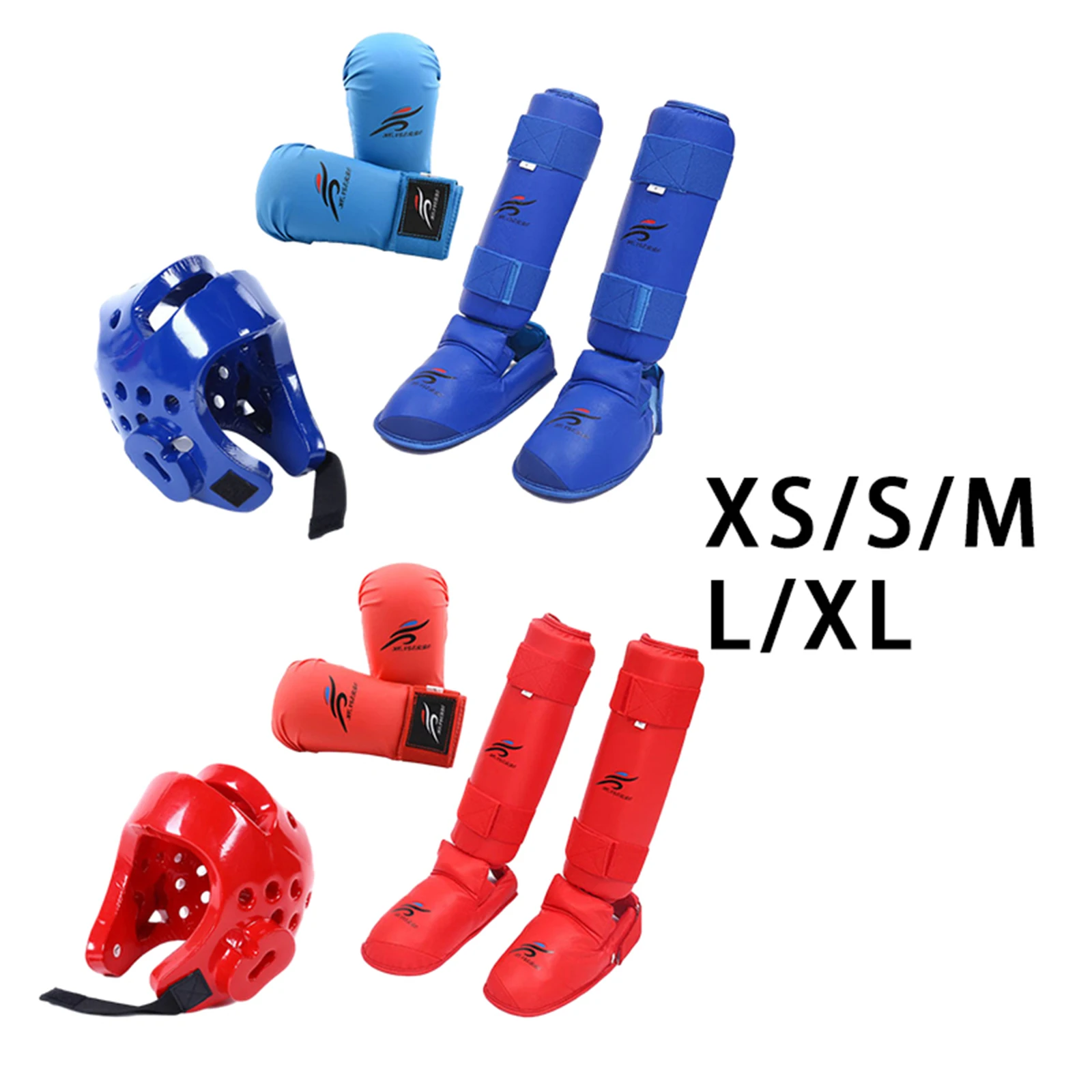 Karate Sparring MMA Training Boxing Head Gear Set with Shin Guards Boxing Equipment for Kickboxing Taekwondo Karate