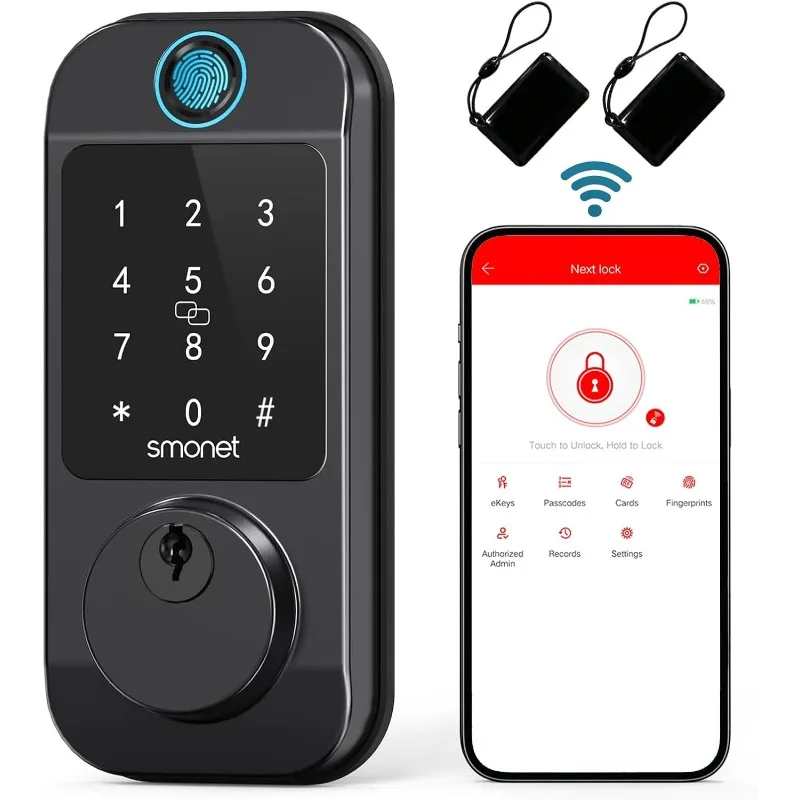 Smart Locks WiFi Deadbolt:   Fingerprint Front Door Lock Keyless Entry with Keypad Electronic Digital Deadbolt Alexa Gateway