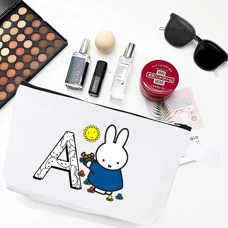 

Сумка для хранения косметики Miffy Rabbit на молнии, сумка для макияжа, кошелек для канцелярских принадлежностей, кошелек для монет, косметичка для разных предметов, подарок на день рождения
