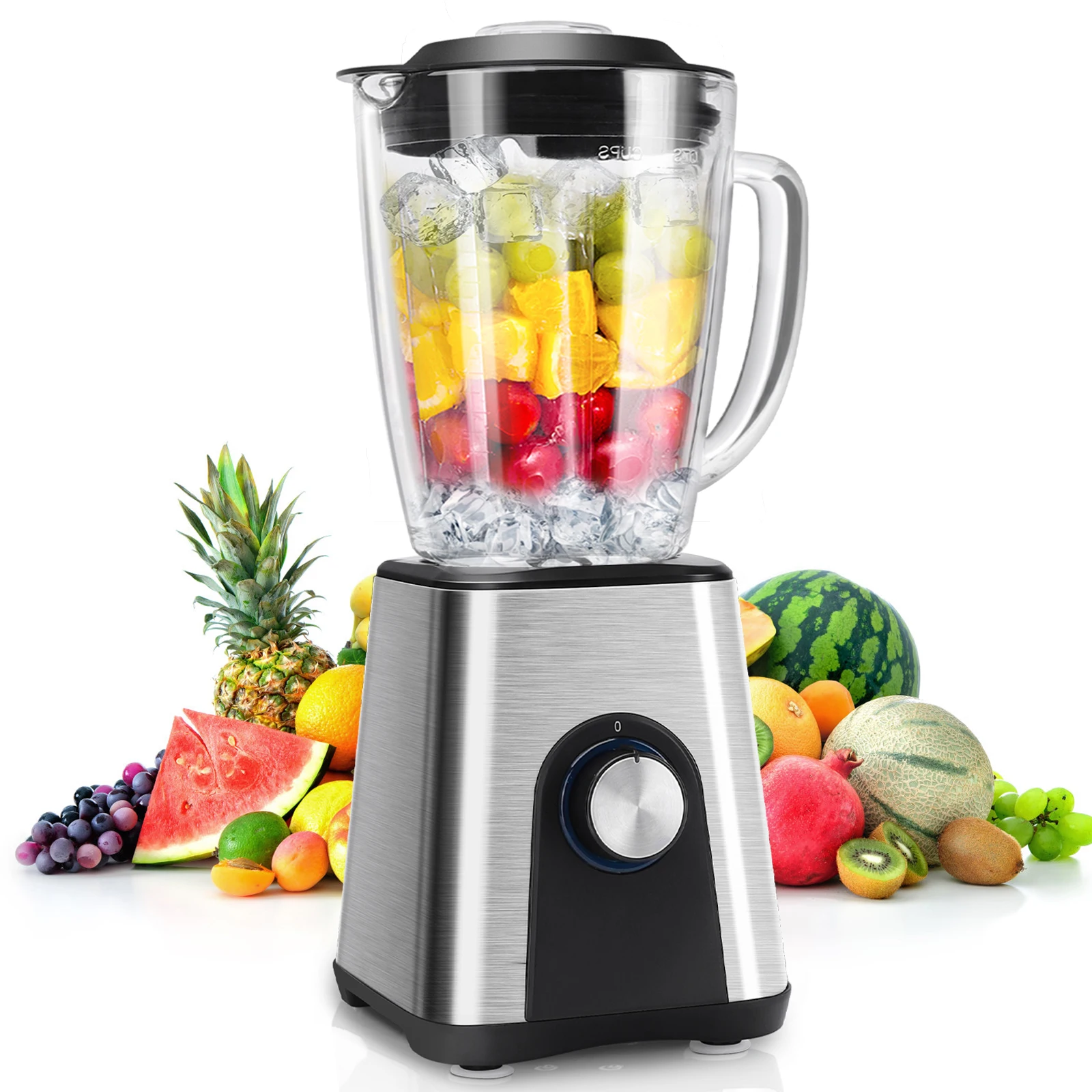 Aigostar Archer - Blender smothie 1200W. Multifunction Blender Blender BPA free of 1.8L, 6 blades (3D Design) stainless steel. 2 speeds + Pulse. Crushed ice.