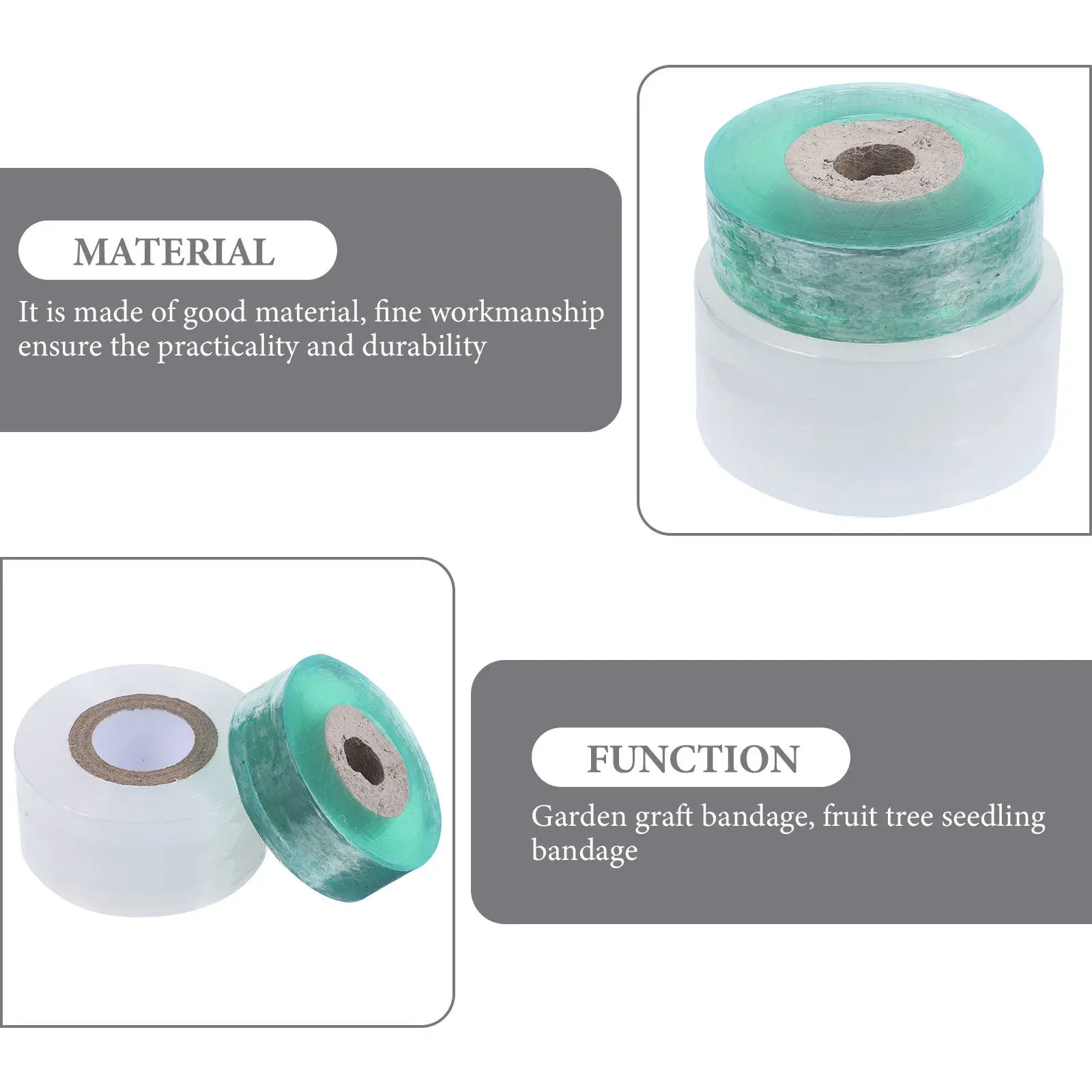 2 Rolls Transparent Plant Grafting Tape Stretchable Household Garden Tape for Citrus Peach Tree Budding Self-Adhesive Film