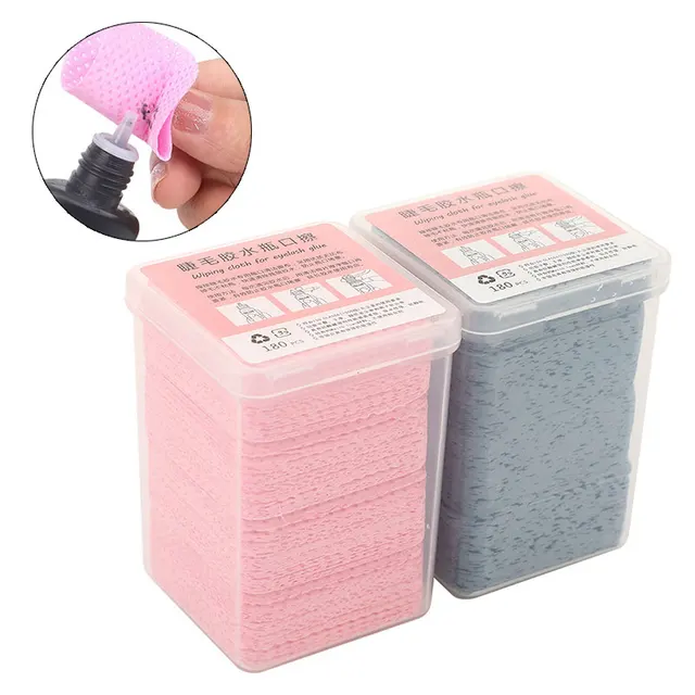 200 sztuk chusteczki bawełniane papier do klej do przedłużania rzęs butelka zapobiec zatykaniu Cleaner klocki Eye Lashes środek do usuwania kleju