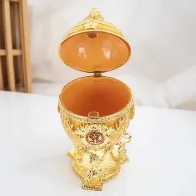 

Egg Enameled Trinket Box Alloy Jewelry Storage Case Desktop Decoration Gift Enamel Ornament Container Party Favor