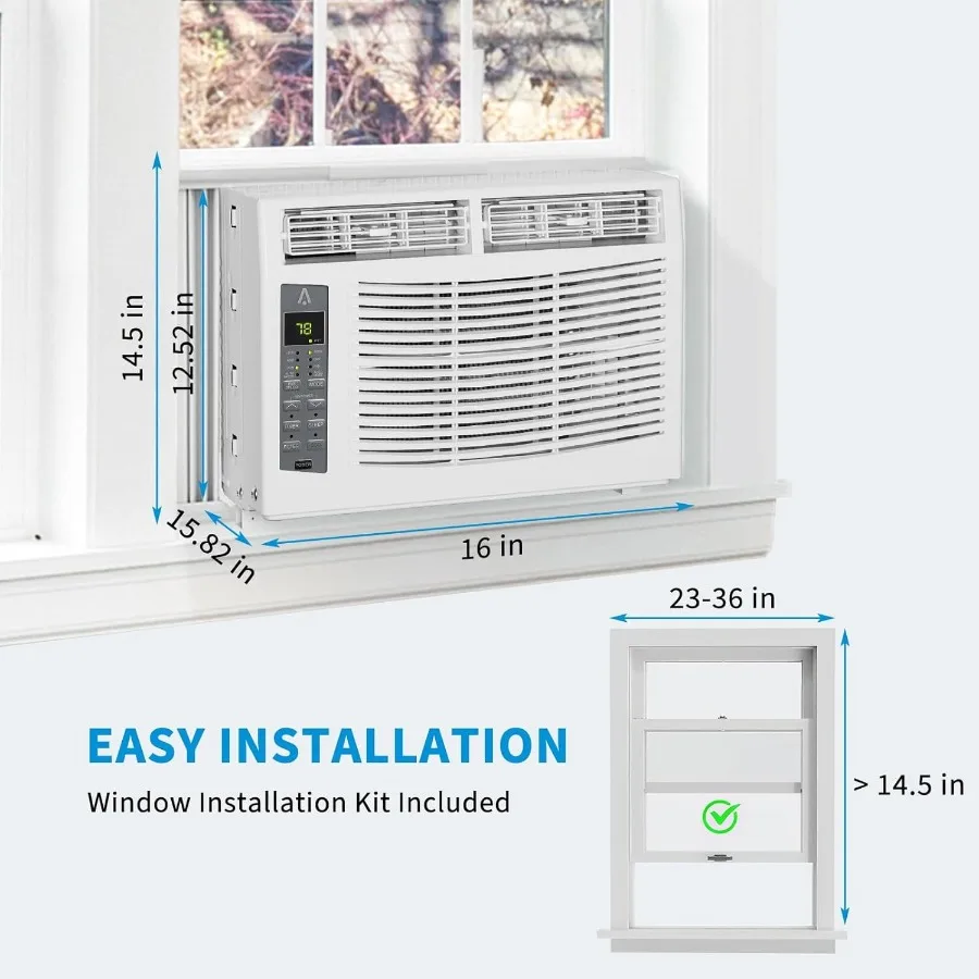 5000 BTU Window Air Conditioner with WiFiEnabled Smart Control and Remote Operation Offers 3 Modes: Cool Dry Fan with Adjustabl