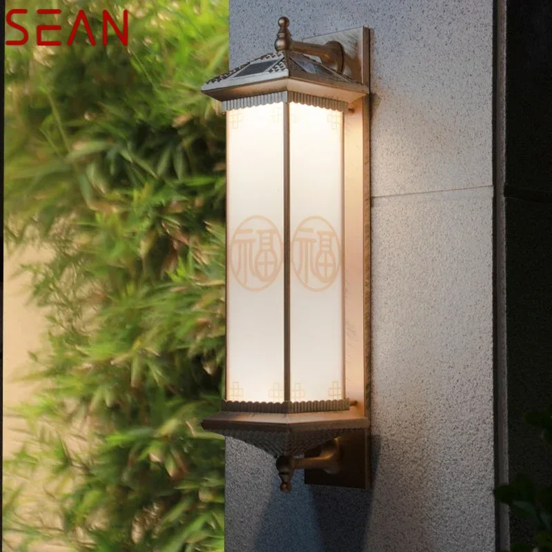 SEAN Solar Outdoor Wall Lamp Criatividade Bronze Sconce Lights LED IP65 à prova d'água para casa Villa Varanda Pátio