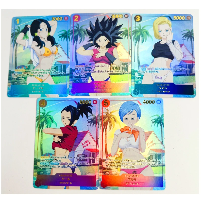 

Набор из 5 штук: Аниме-карточки Dragon Ball (Драгонболл) с Андроидом 18 и Буллмой, коллекционные сексуальные игрушки и товары для хобби